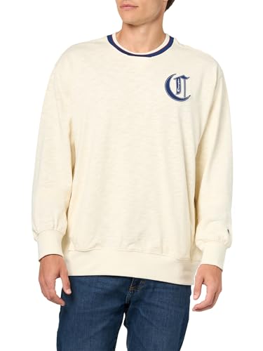 Champion Men’s Modern Retro Washed Cotton Crewneck Sweatshirt – Medium, Unbleached