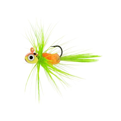 Tungsten Flat Fry Fly Jig - Ladybug 1/16 Oz, Real Feather, Sonar-Friendly