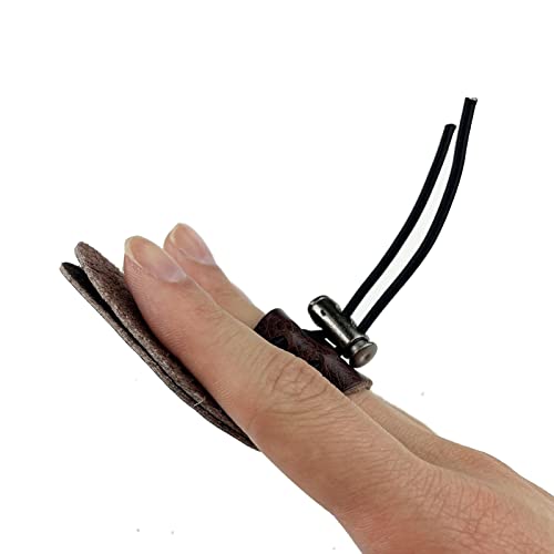 Leather Archery Finger Tabs - 2 Pack, Adjustable Right Hand Protector