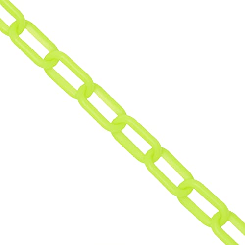 Stockroom Plus Glow in The Dark Plastic Chain - 100 Ft Roll, 1.5-Inch Links, Neon Yellow - Weather-Resistant Neon Barrier Chain for Crowd Control & Parking Barrier