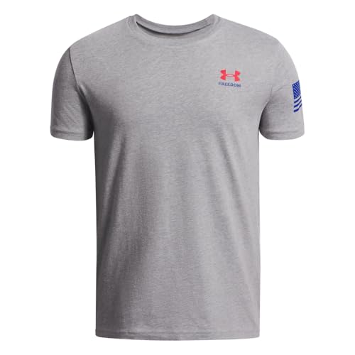 Kids Freedom Flag Short Sleeve T-Shirt - Large Steel Light Heather