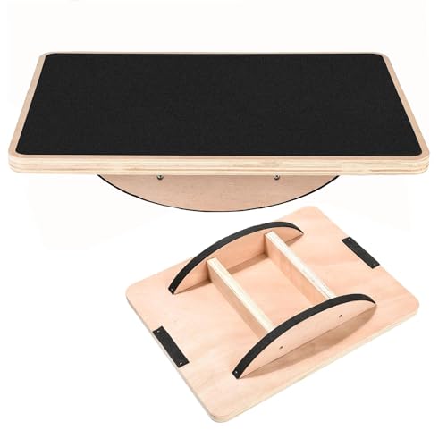 Wooden Wobble Balance Board - Anti-Slip - Black