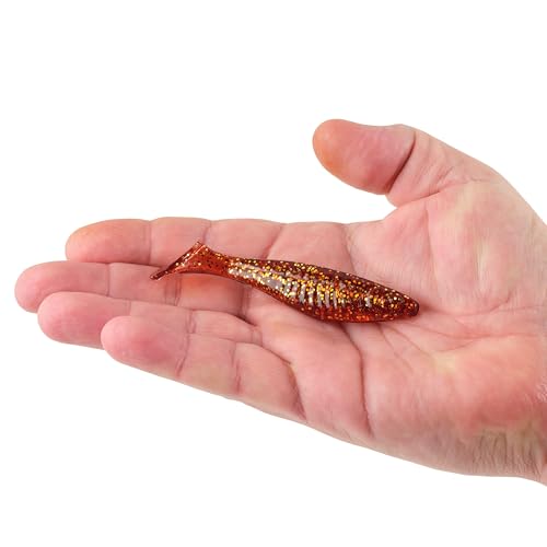 PowerBait Saltwater The Champ Swimmer Soft Plastic Bait - 3.8" Root Beer Gold