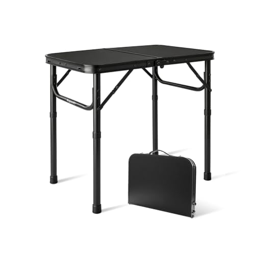 Bingyouth 2ft x 1.3ft Portable Aluminum Camping Table - No Umbrella Hole, Adjustable Height, Foldable & Lightweight