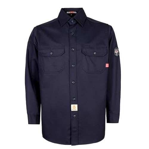 BOCOMAL FR Shirts Flame Resistant 100% C NFPA2112 7.5oz Men's Fire Retardant Welding Shirt