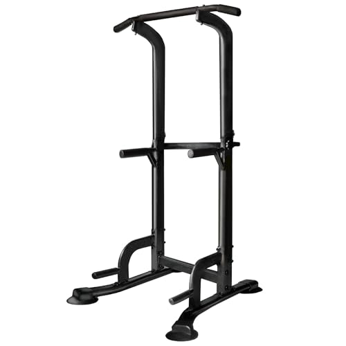 Adjustable Power Tower Pull Up Bar Station - Black