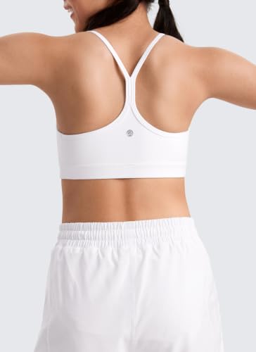 CRZ YOGA Girls Butterluxe Y-Back Sports Bra (Large, White) - Brand USPs