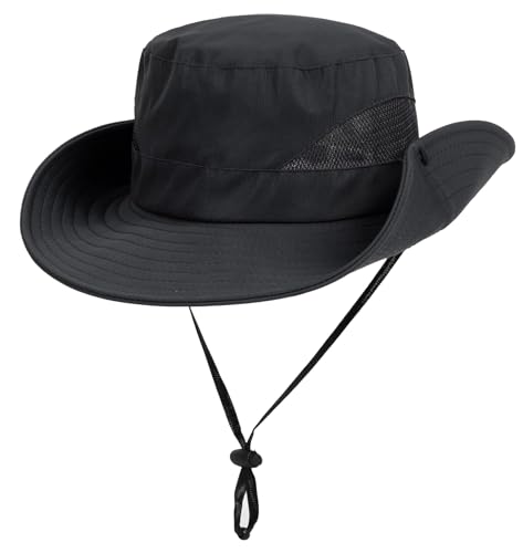 Kids Wide-Brim Sun Hat - UV Protection for Boys & Girls - Black