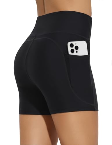 Bonneuitbebe Women's High Waisted Swim Shorts Black Medium - Bathing Suit Bottoms Boyshorts