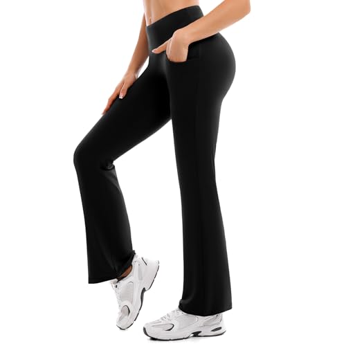 Ipletix Flare Leggings for Women - Yoga & Dress Pants, 28" Inseam, Large, Black