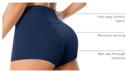High Waisted Spandex Biker Shorts for Women - 3 Inch / 3X-Large / Navy