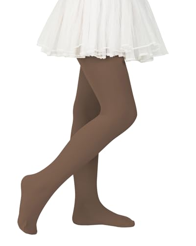 Toddler Ballet Tights for Girls - Opaque Footed Dance, 1-3T Coffee