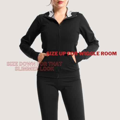 Nano Hertz Sauna Jacket Top Black X-Large Women Girls Weight Loss Sweat Suit