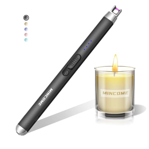 MINCOME Black Rechargeable USB Plasma Arc Candle Lighter Windproof Flameless Safety Lock