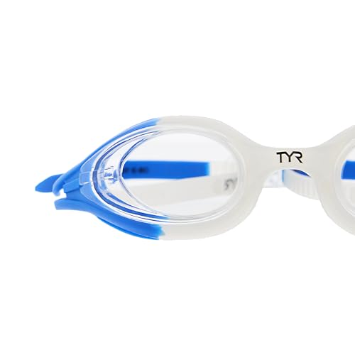 Hydra Flare Swim Goggles - Anti-Fog, Wide Vision, One Size - Clear/Blue