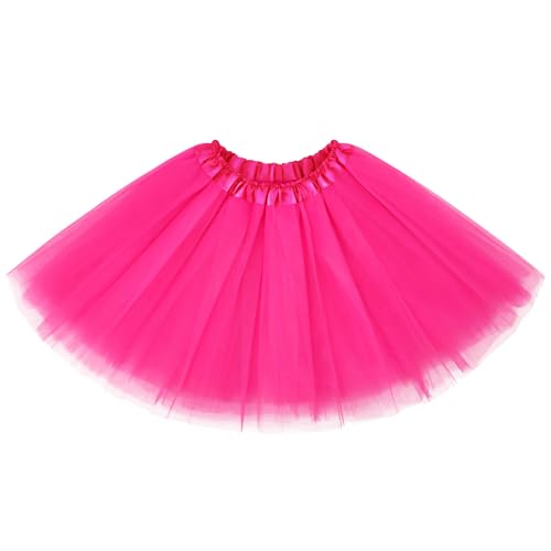 Fluffy Hot Pink Tutu Skirt for Women - 5 Layer 80s Costume