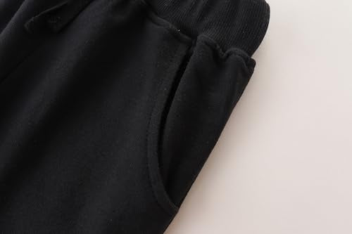 AMIYAN Toddler Sweatpants Boys Cotton Pants with Pockets & Drawstring - 4T, Black