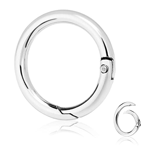 1 Inch Metal Spring O Rings - 10 Pack Silver Keychain Clips