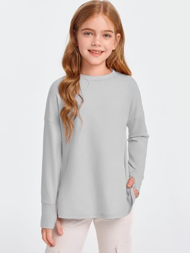 Kids Long Sleeve Active Quick Dry Athletic Shirt - 10-12 Years Grey