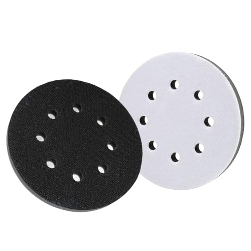2 Pack 5 Inch 8 Holes Interface pad,Orbital Sander Foam Pad,5" Foam Sanding Pads,Hook and Loop Soft Density Sponge Cushion Buffer Backing Pad for Orbital Sander