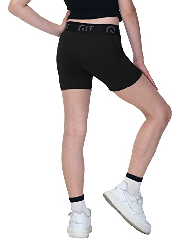 Runhit 4" Youth Girls Volleyball Shorts 3 Pack Black - Compression & Biker Style