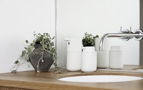 Zone Denmark Ume White Shampoo Dispenser – 8 oz, H 5" x Dia 3.3"