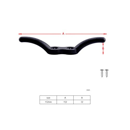 6" Nylon Black Rope Cleat - Marine Grade, 2 Pcs