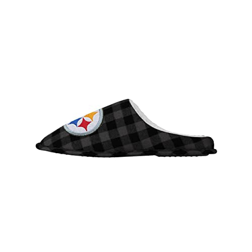 Men's Sherpa Lined Buffalo Check Memory Foam Slippers