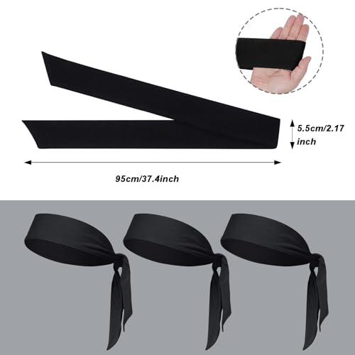 Adjustable Black Headband Set - 3pcs Sports Sweatbands for Men & Women