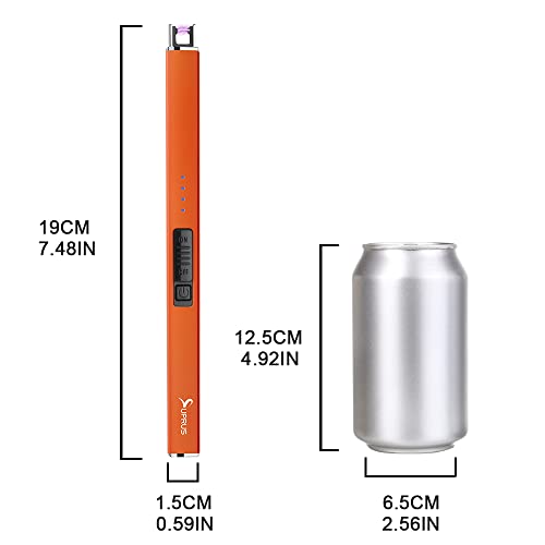 Rechargeable Electric Lighter - Glows in The Dark, Windproof, Safety Lock - Orange
