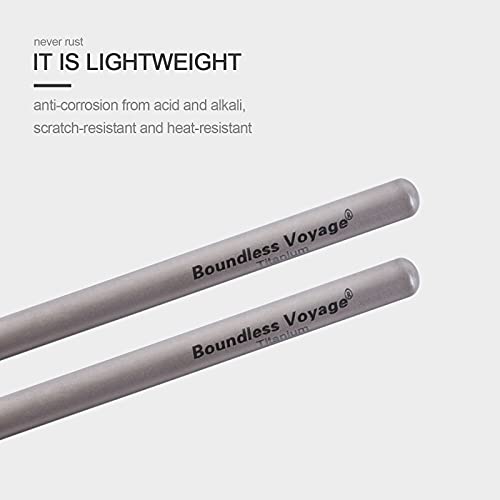 Titanium Round Chopsticks - Lightweight, Skid-Proof Outdoor Utensils - Ti1002T