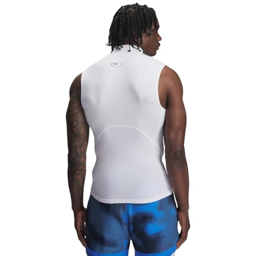 Under Armour HeatGear Armour Compression Sleeveless Mock Top Medium White/Black Men
