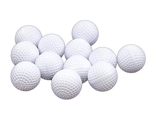 Golf Practice Balls - 12 Pack Hollow Dimpled White Training Balls