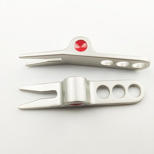 Silver Golf Ball Fork Divot Repair Tool - Compact & Durable