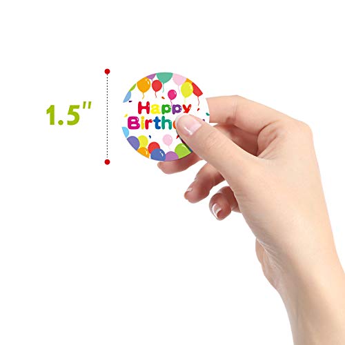 Happy Birthday Stickers - 1000 PCS Balloon Design, 16 Styles