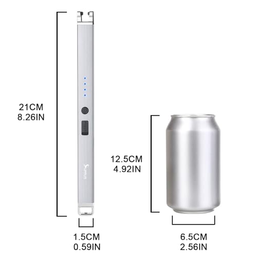 Flameless Rechargeable Electric Arc Lighter with Safety Lock - Silver