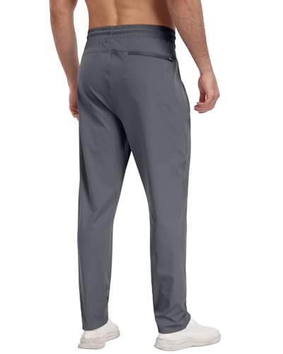 PARISDIARY Men's Athletic Sweatpants with Zipper Pockets - Large Black/Dark Gray/Navy Joggers for Gym & Running