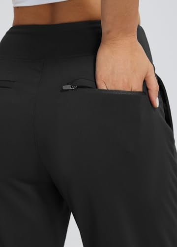 Libin Women's Golf Pants – Stretchy Travel Ankle Sweatpants, Regular 27" Inseam, Black, Large