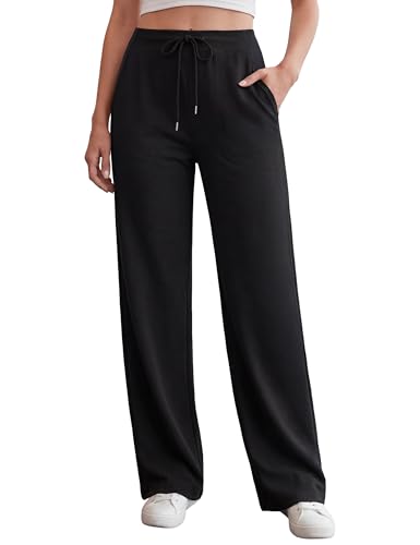 Blooming Jelly Black Large Wide-Leg Yoga Pants with Pockets - Lounge Trousers