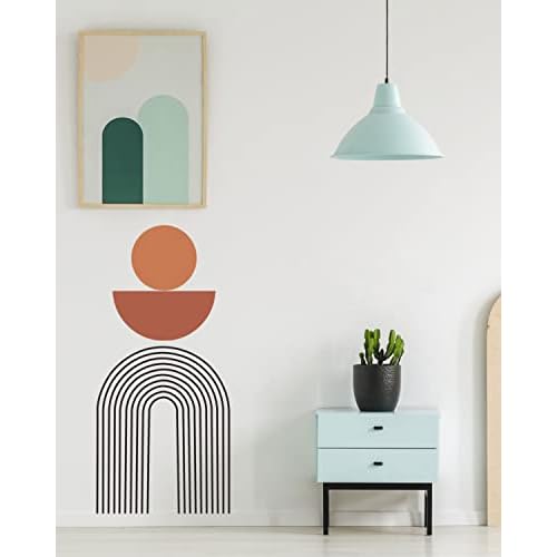 Large Boho Arch Wall Art Murals - Modern Peel and Stick Terracotta Decals for Bedroom, Living Room, Office