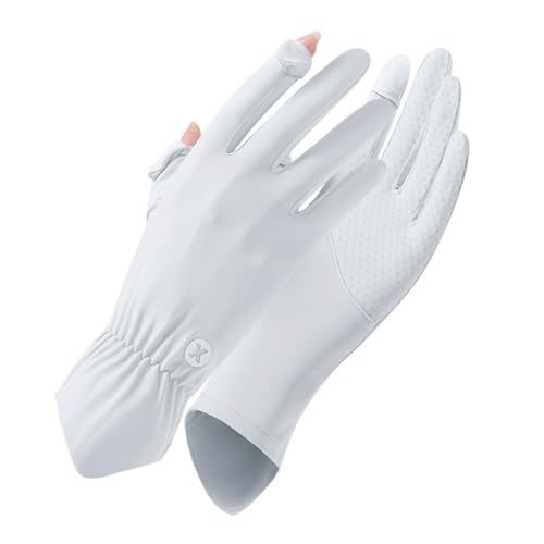 UV Protection Full Finger Gloves for Women - White