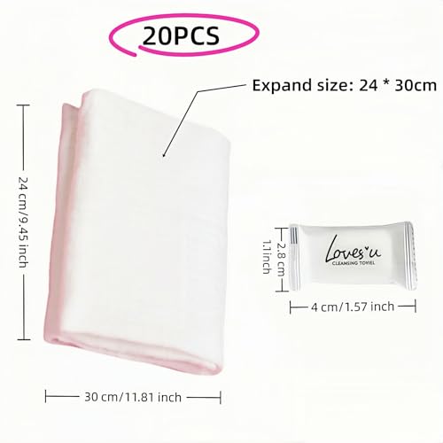 20 Pack Compressed Towels - 11.8x9.45 Inch Reusable Travel Face Towels
