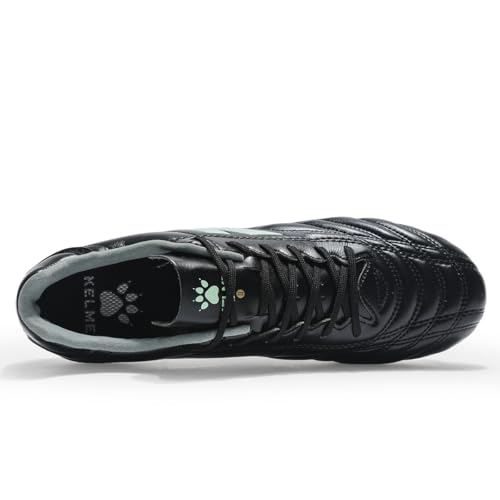 KELME Men's Soccer Cleats 9.5 Black - Outdoor Firm Ground Football Shoes