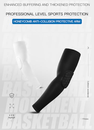Elbow Compression Sleeve with Padding - Large White - 2 Pack