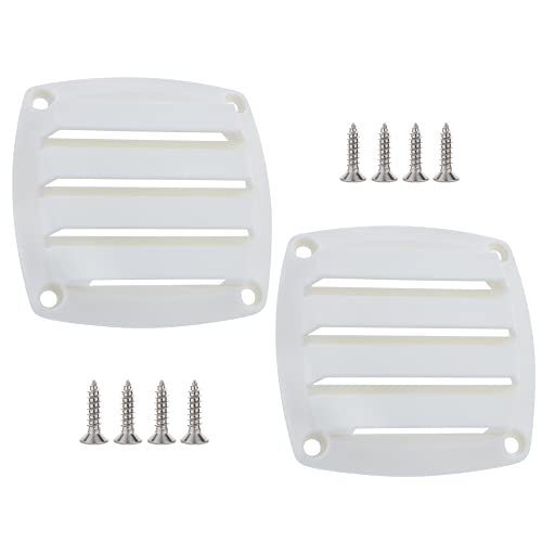 Flush Louvered Plastic Thru Vent for Boats - 2 Pcs, White