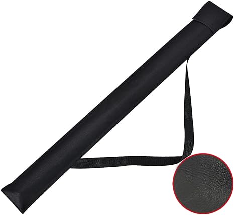 32" Black Leather Billiard Cue Case - Holds 1 Butt & 1 Shaft