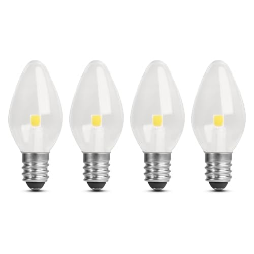 C7 LED Night Light Bulbs - 5000K Daylight E12 Base - 4 Pack