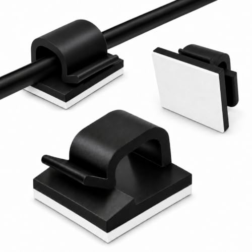 Adhesive Cable Clips - 50 Pack Wire Organizer & Cord Holder - Black