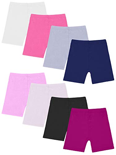 Girls Bike Cartwheel Shorts - 8 Pack Toddler Dance Shorts (2-3T) - White, Black, Gray, Pink, Complexion, Deep Purple, Navy, Rose