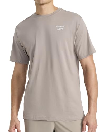 Reebok Men's Medium Logo Crewneck T-Shirt - Lightweight Cotton-Poly Jersey